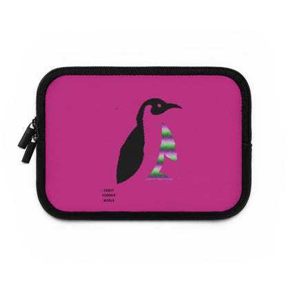 Laptop Sleeve: Crazy Penguin World Logo Pink