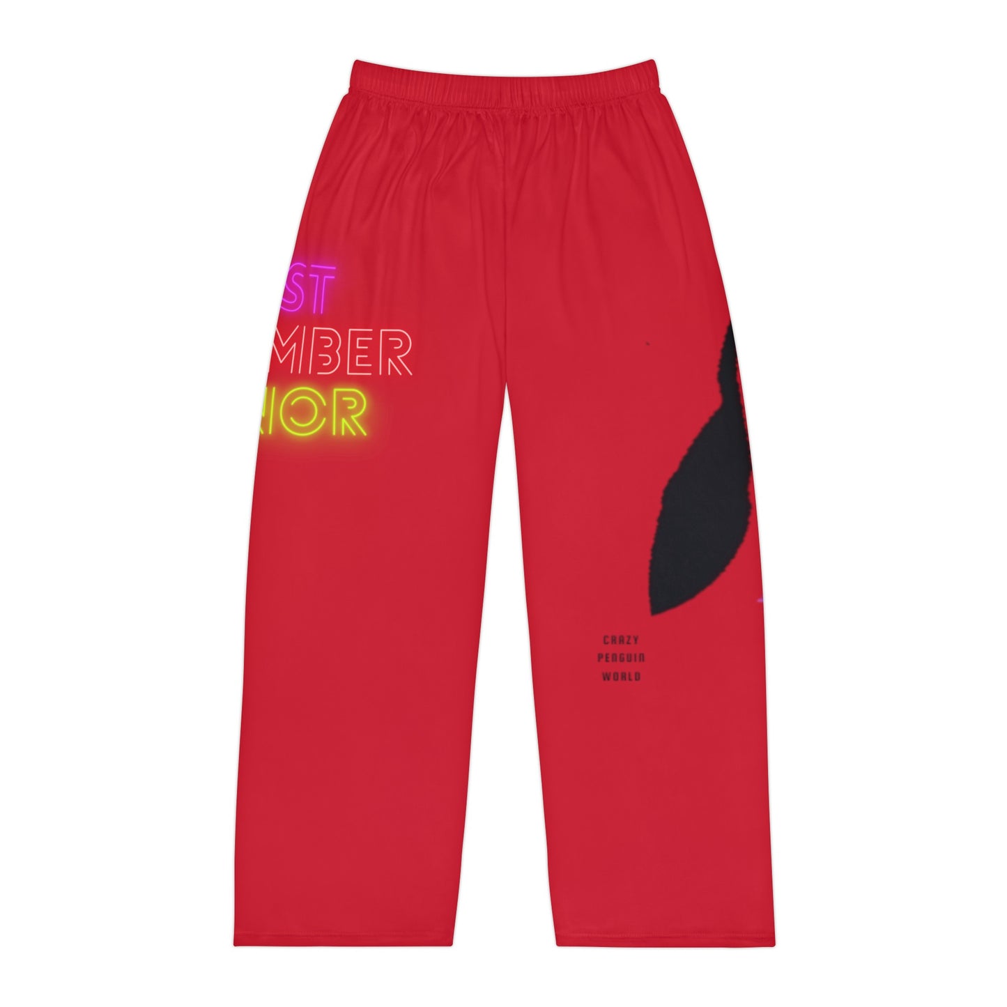 Men's Pajama Pants: Crazy Penguin World Logo Dark Red