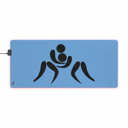 LED Gaming Mouse Pad: Wrestling Lite Blue