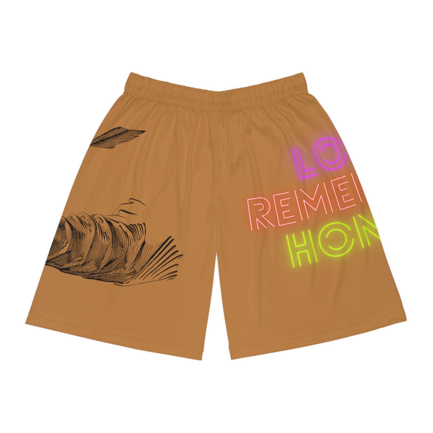 Basketball Shorts: Writing Lite Brown