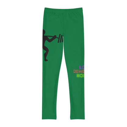 Youth Full-Length Leggings: Weightlifting Dark Green