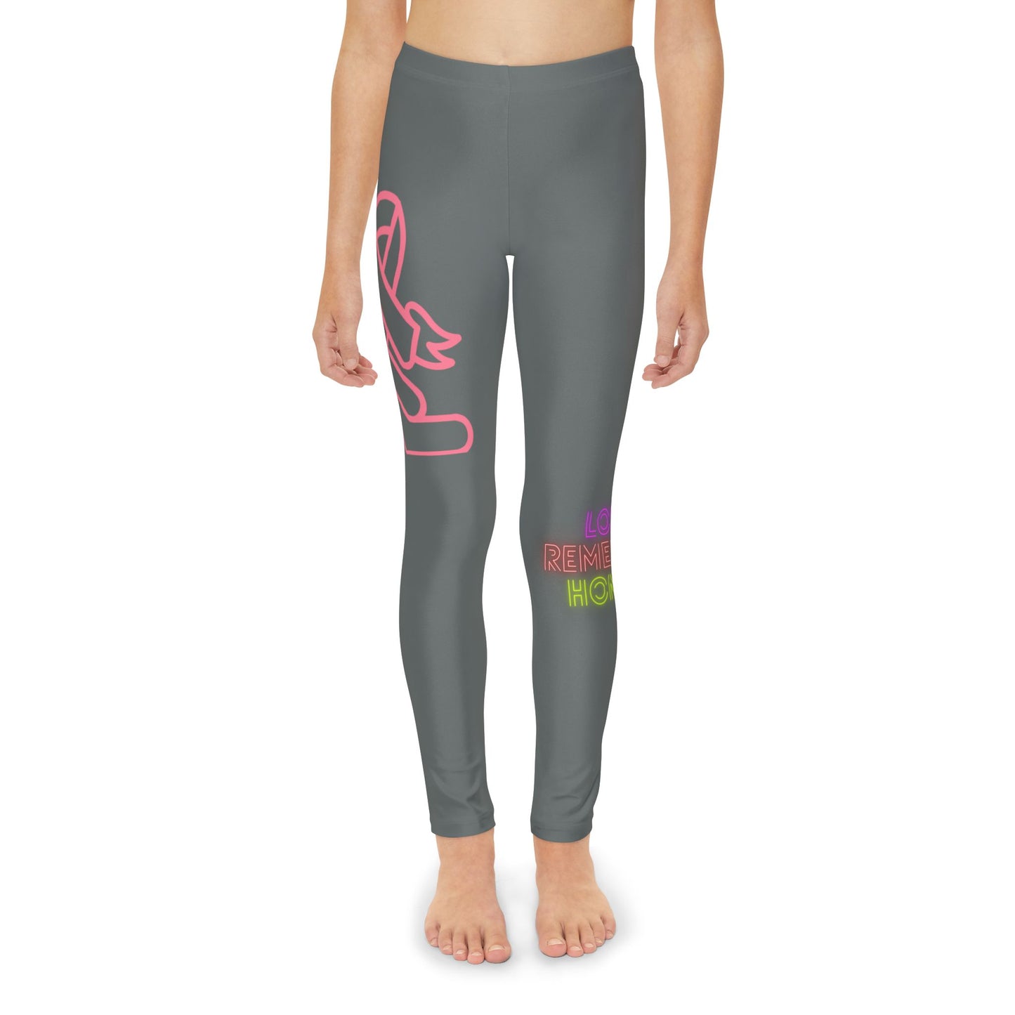 Youth Full-Length Leggings: Fight Cancer Dark Grey