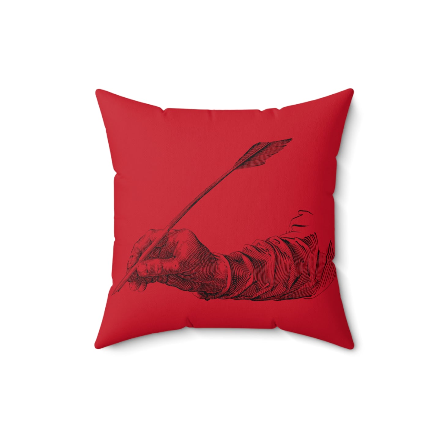 Spun Polyester Square Pillow: Writing Dark Red