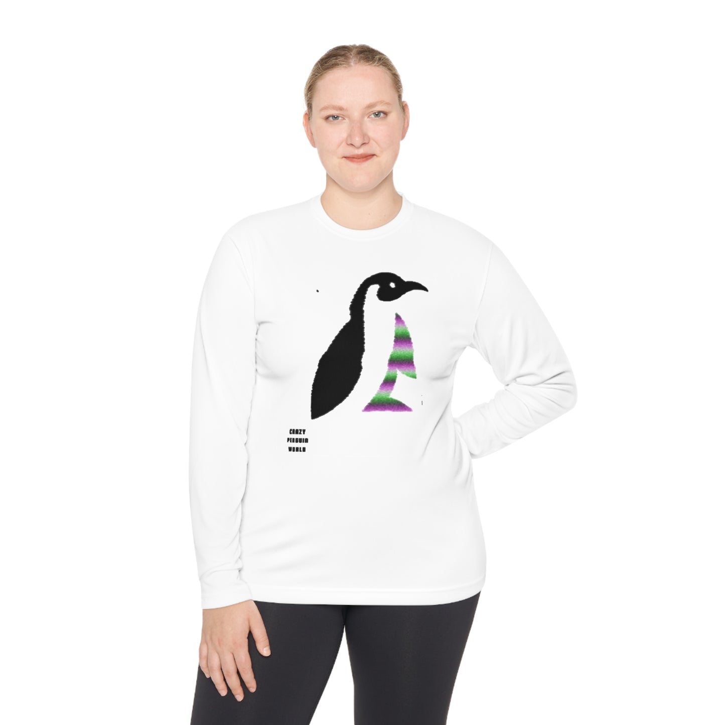 Lightweight Long Sleeve Tee: Crazy Penguin World Logo #1