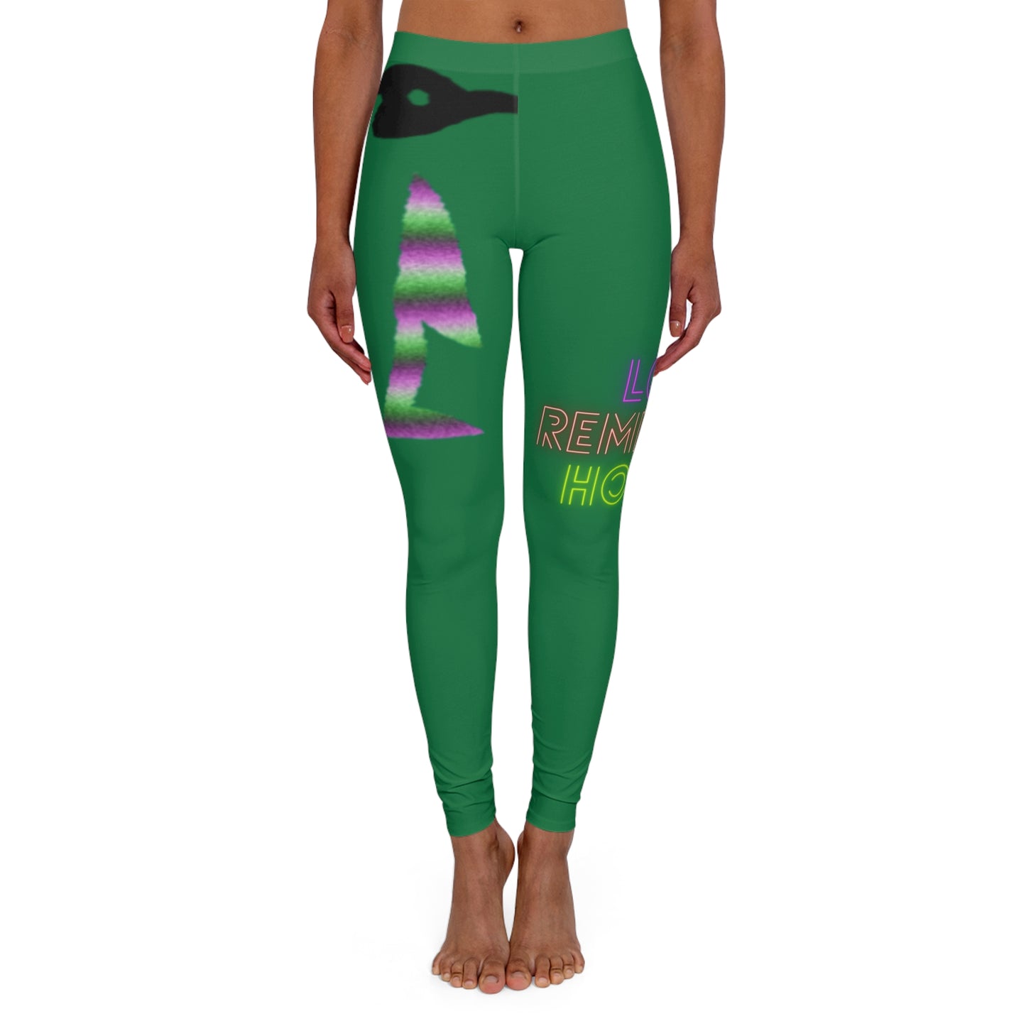 Women's Spandex Leggings: Crazy Penguin World Logo Dark Green