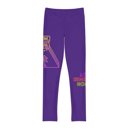 Youth Full-Length Leggings: Bowling Purple