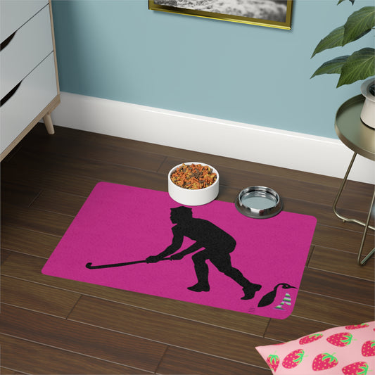 Pet Food Mat: Hockey Pink
