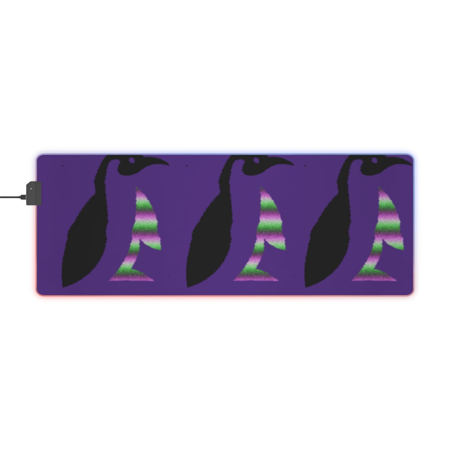 LED Gaming Mouse Pad: Crazy Penguin World Logo Purple