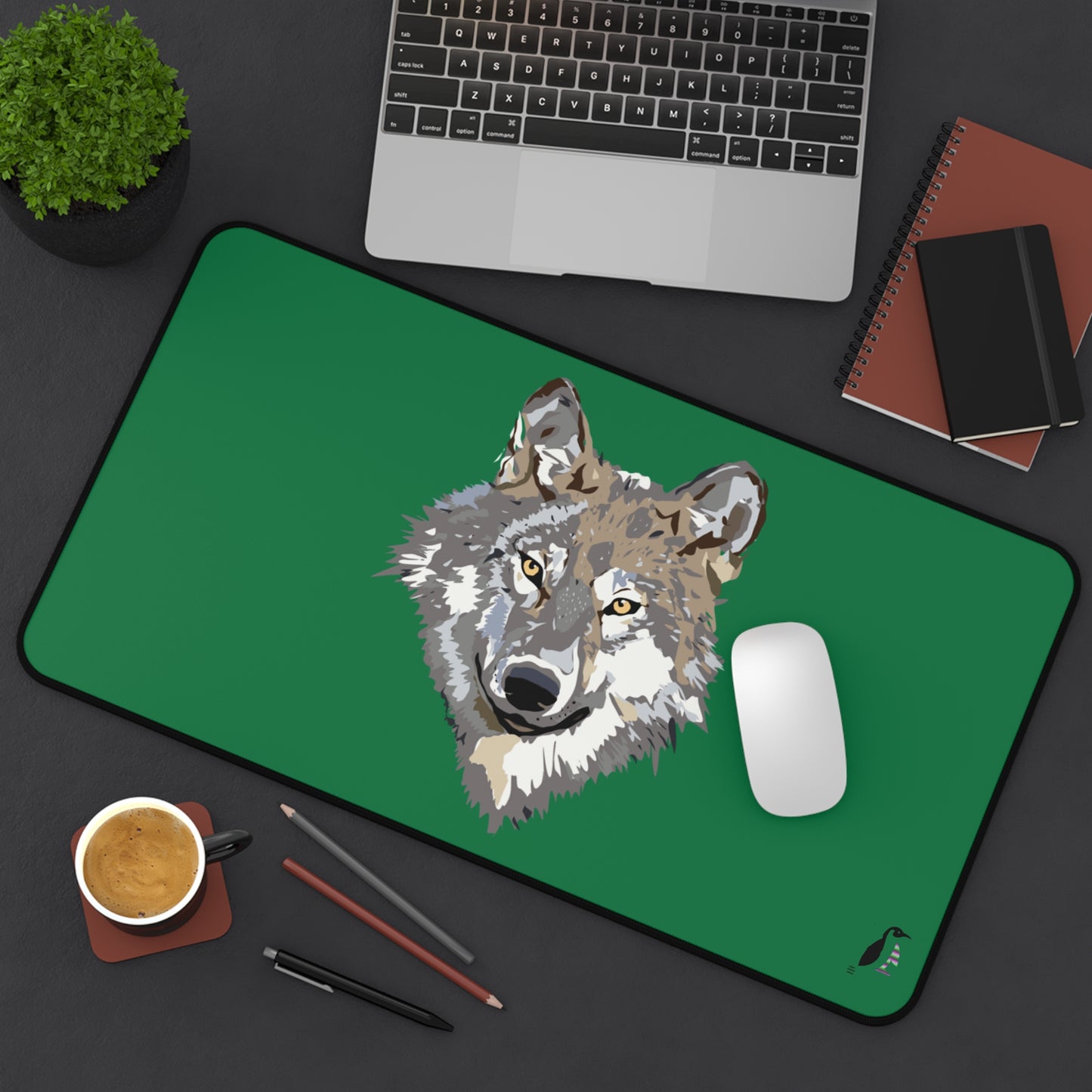 Desk Mat: Wolves Dark Green