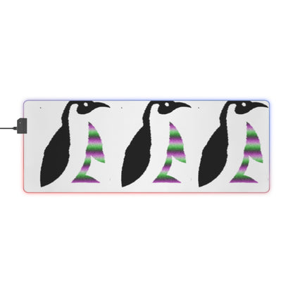 LED Gaming Mouse Pad: Crazy Penguin World Logo White