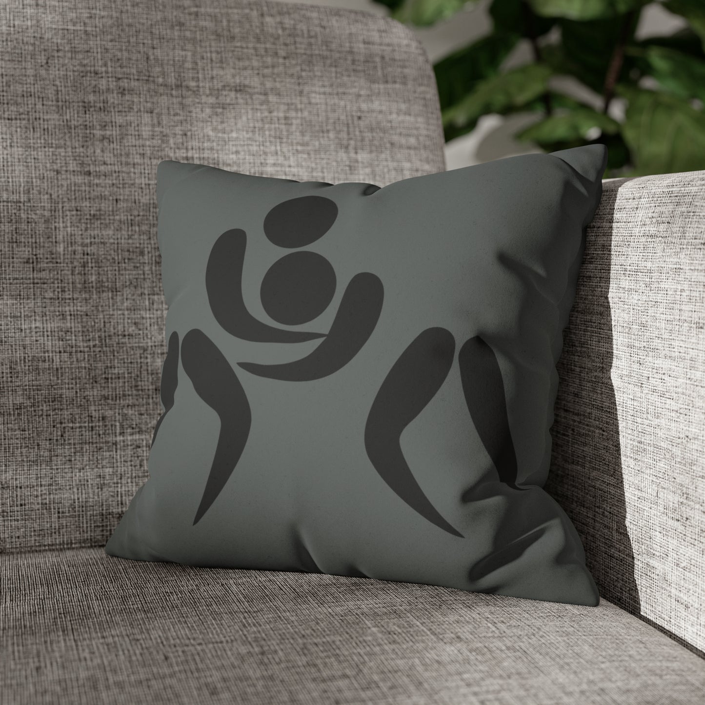 Faux Suede Square Pillow Case: Wrestling Dark Grey