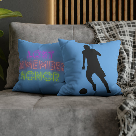 Faux Suede Square Pillow Case: Soccer Lite Blue