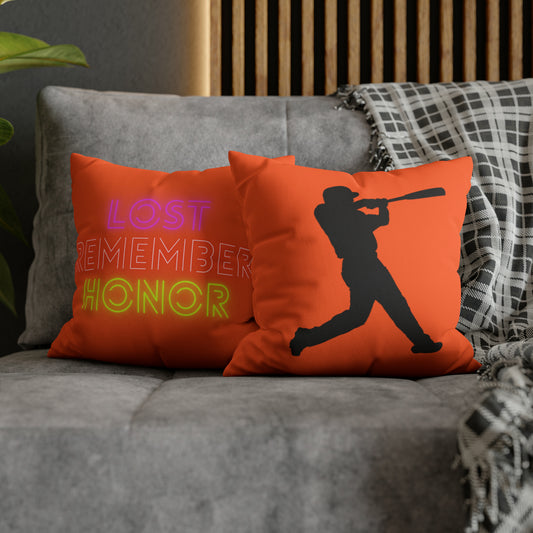 Faux Suede Square Pillow Case: Baseball Orange