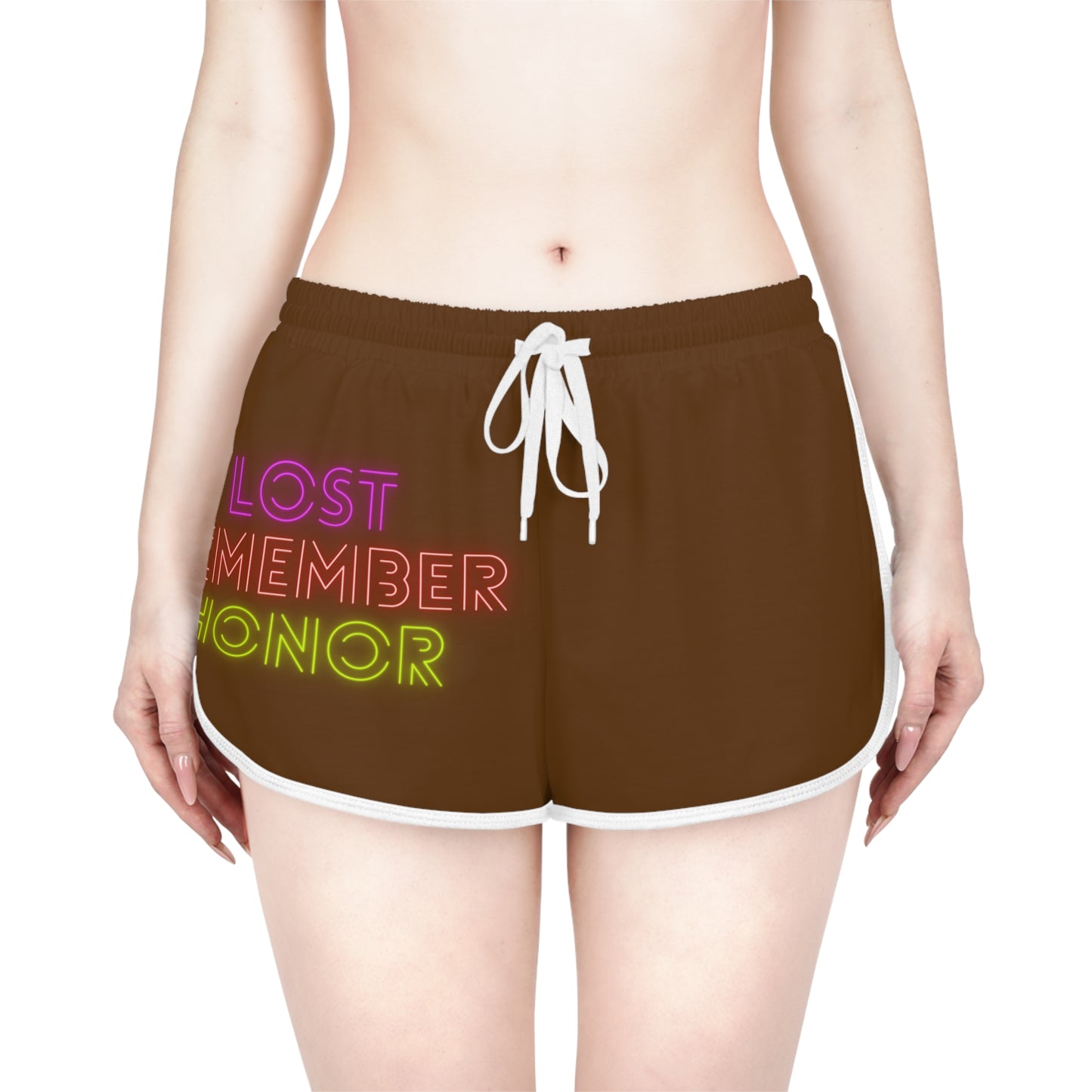 Women's Relaxed Shorts: Lost Remember Honor Brown