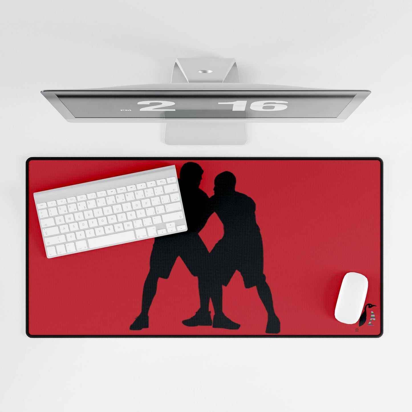 Desk Mats: Basketball Dark Red