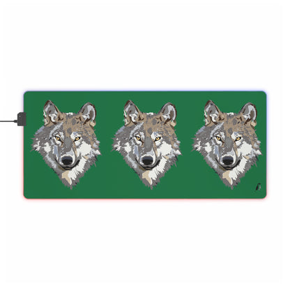 LED Gaming Mouse Pad: Wolves Dark Green