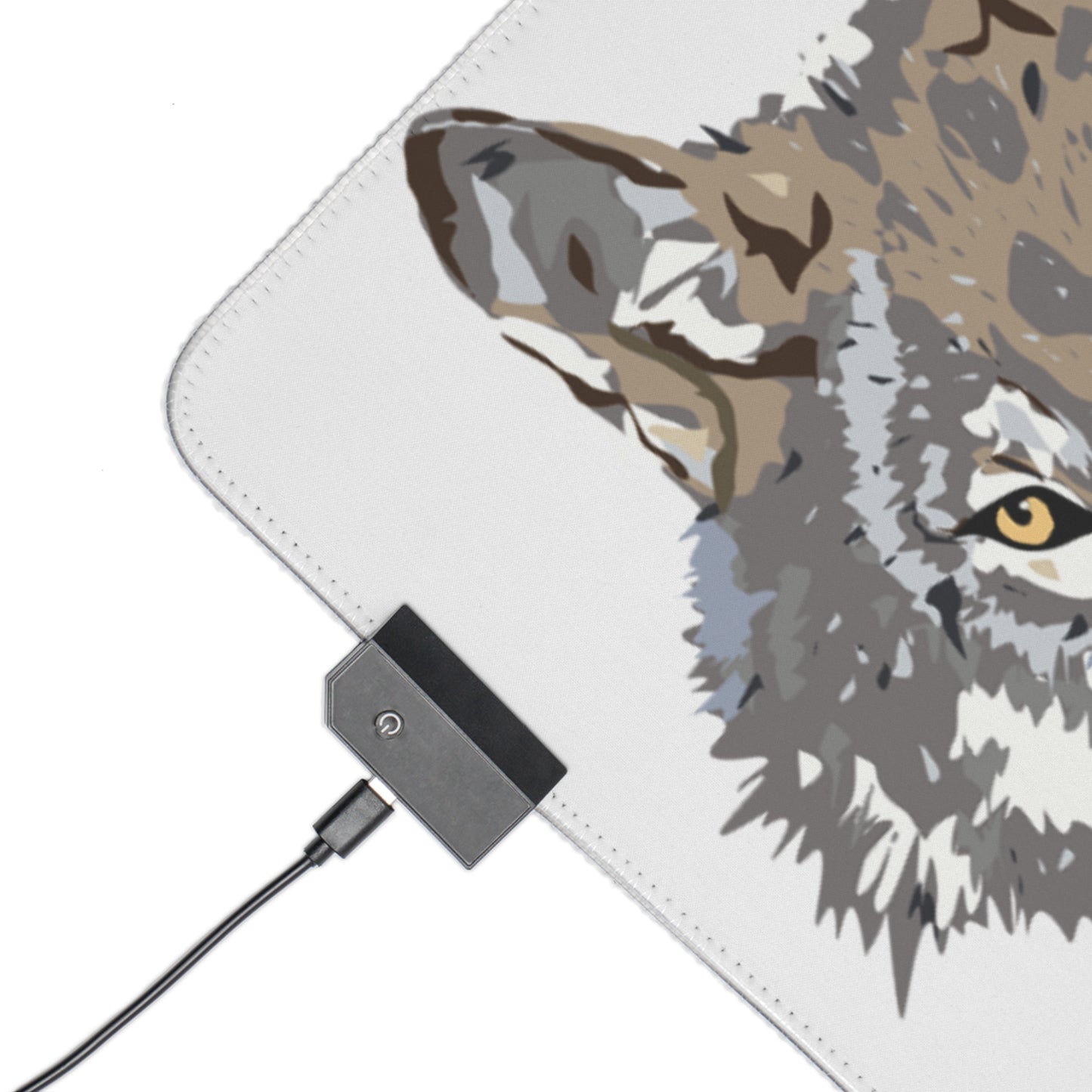 LED Gaming Mouse Pad: Wolves White