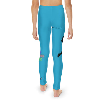 Youth Full-Length Leggings: Baseball Turquoise