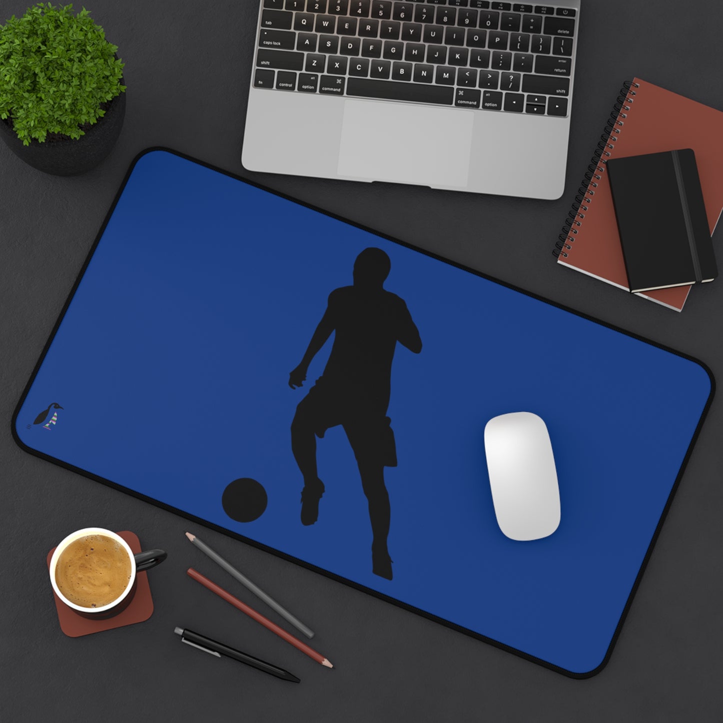 Desk Mat: Soccer Dark Blue