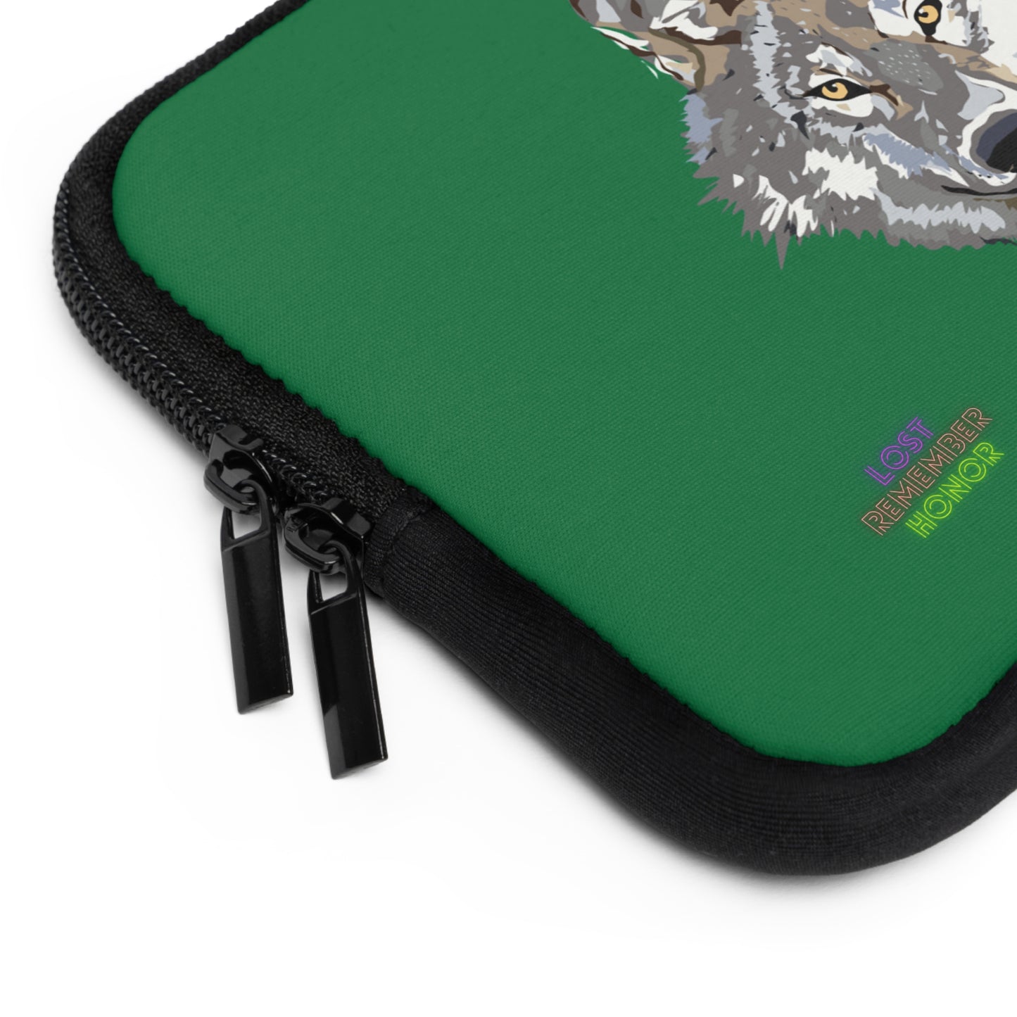 Laptop Sleeve: Wolves Dark Green