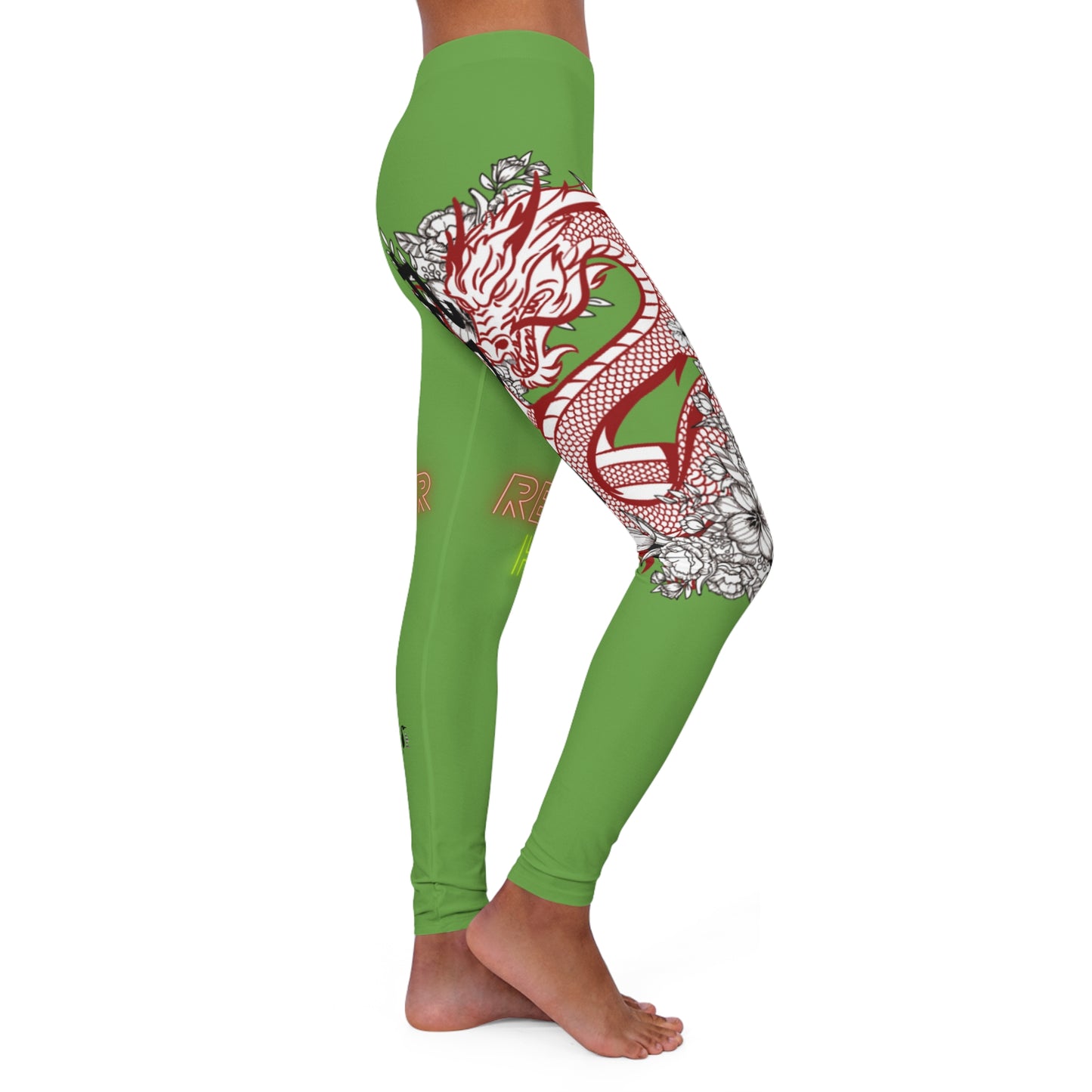 Women's Spandex Leggings: Dragons Green