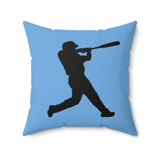 Spun Polyester Square Pillow: Baseball Lite Blue