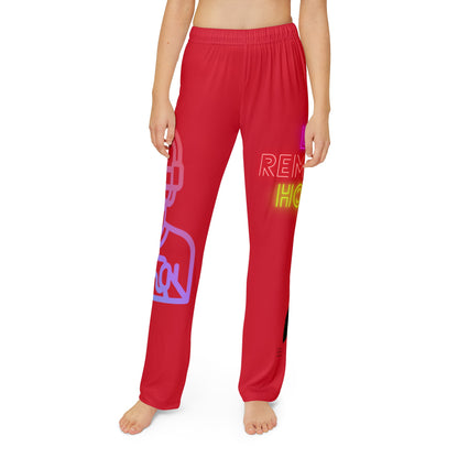 Kids Pajama Pants: Gaming Dark Red