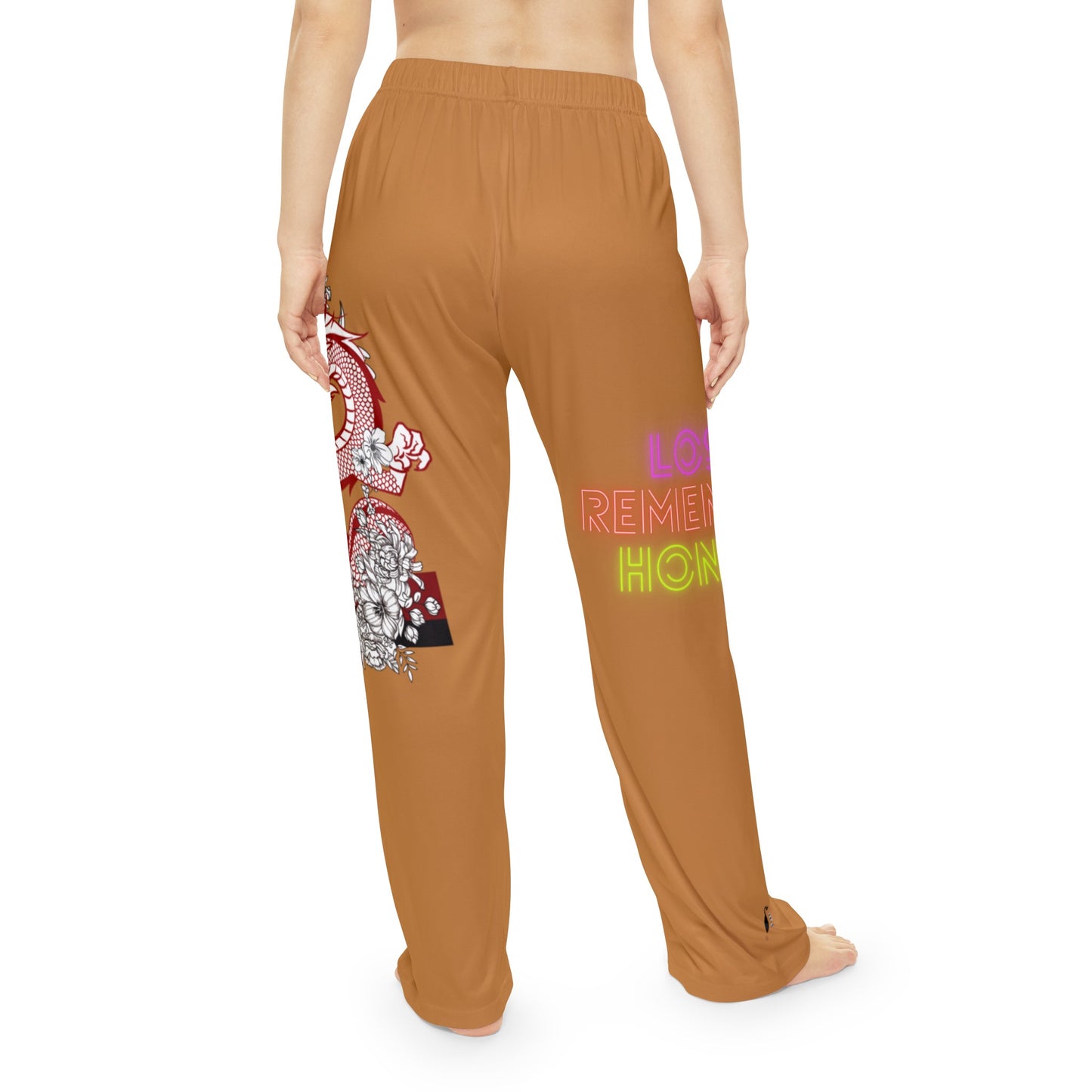 Women's Pajama Pants: Dragons Lite Brown