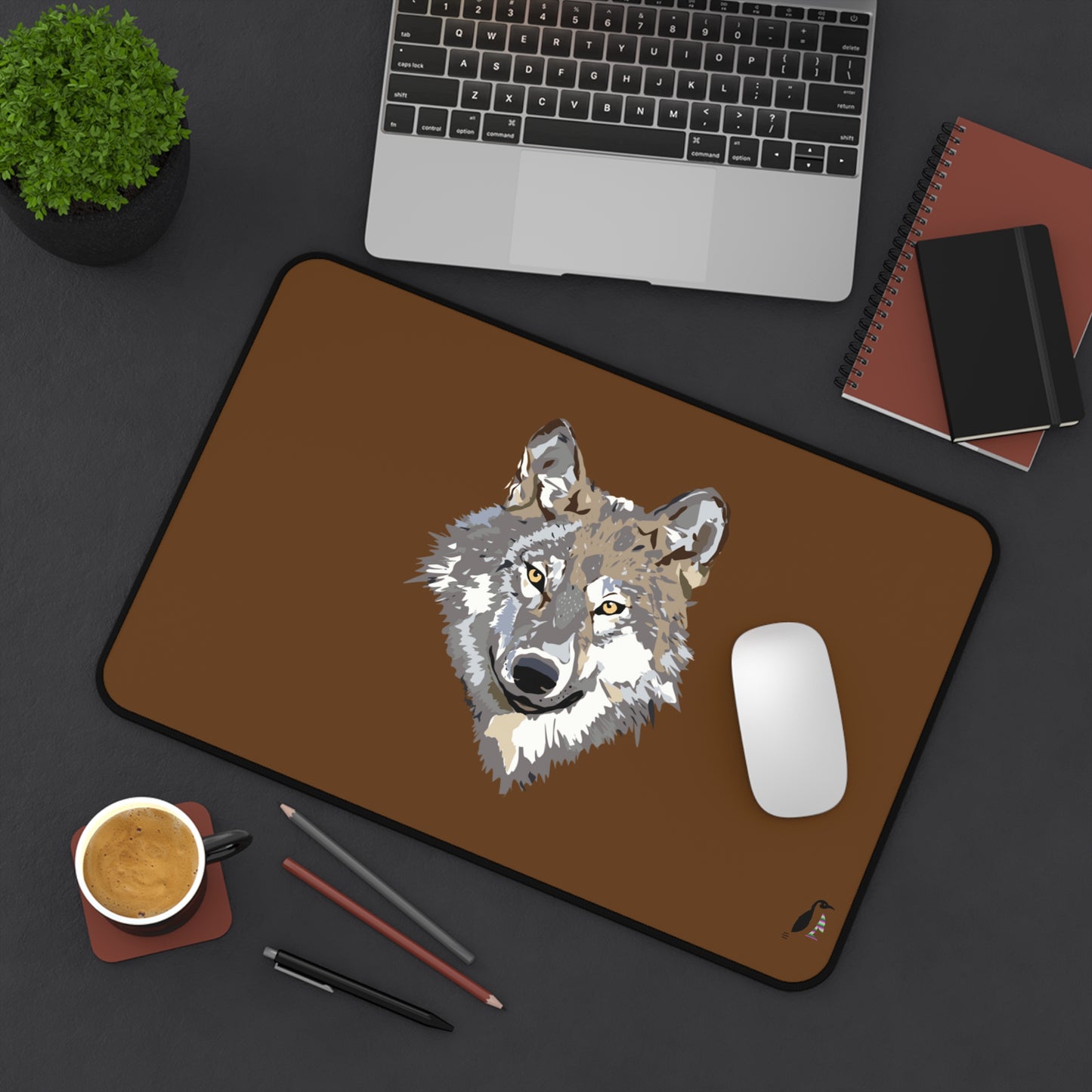 Desk Mat: Wolves Brown