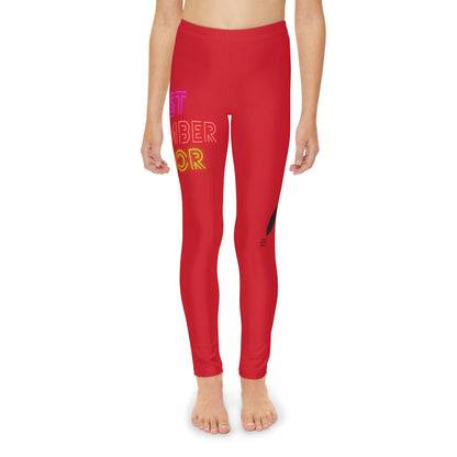 Youth Full-Length Leggings: Lost Remember Honor Dark Red