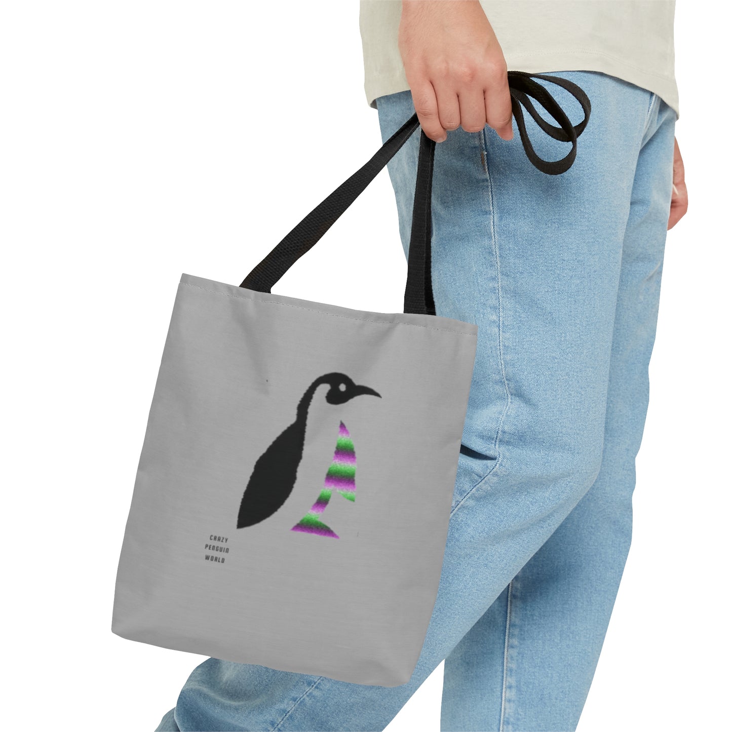 Tote Bag: Crazy Penguin World Logo Lite Grey