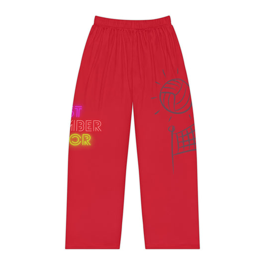 Pambabaeng Pajama Pants: Volleyball Dark Red 