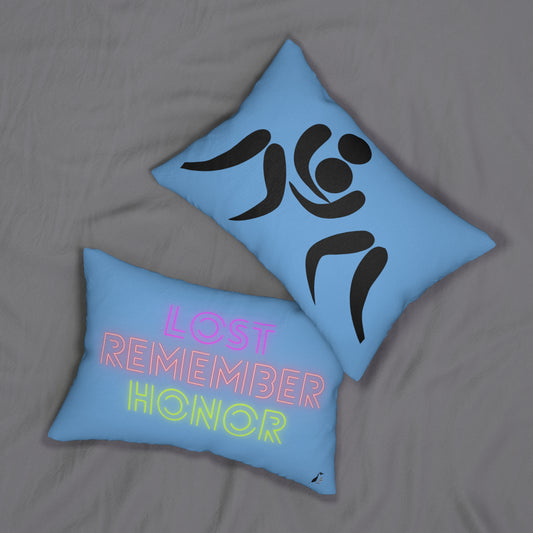 Spun Polyester Lumbar Pillow: Wrestling Lite Blue