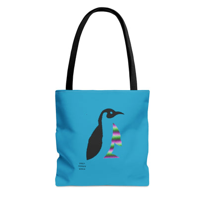 Tote Bag: Crazy Penguin World Logo Turquoise