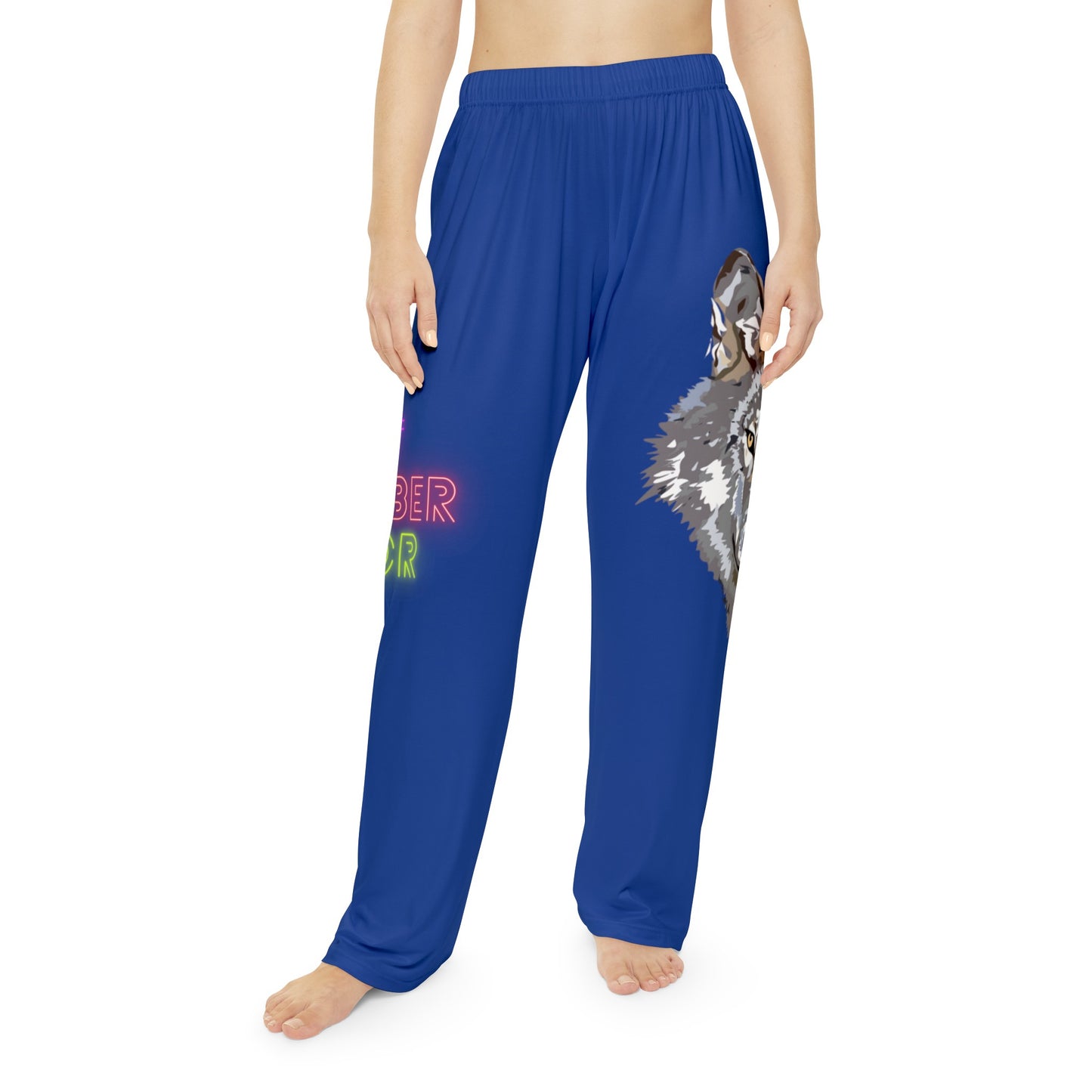 Pambabaeng Pajama Pants: Wolves Dark Blue 