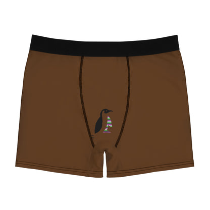 Men's Boxer Briefs: Crazy Penguin World Logo Brown