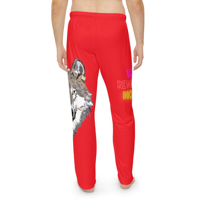 Men's Pajama Pants: Wolves Red