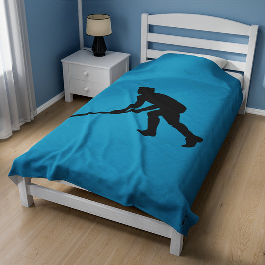 Velveteen Plush Blanket: Hockey Turquoise