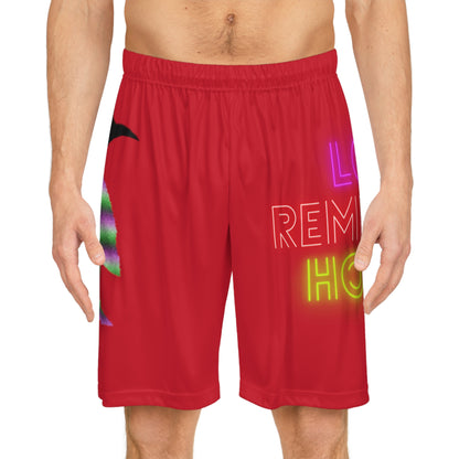 Basketball Shorts: Crazy Penguin World Logo Dark Red