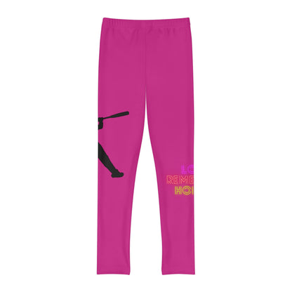 Youth Full-Length Leggings: Baseball Pink