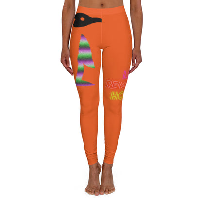 Women's Spandex Leggings: Crazy Penguin World Logo Orange