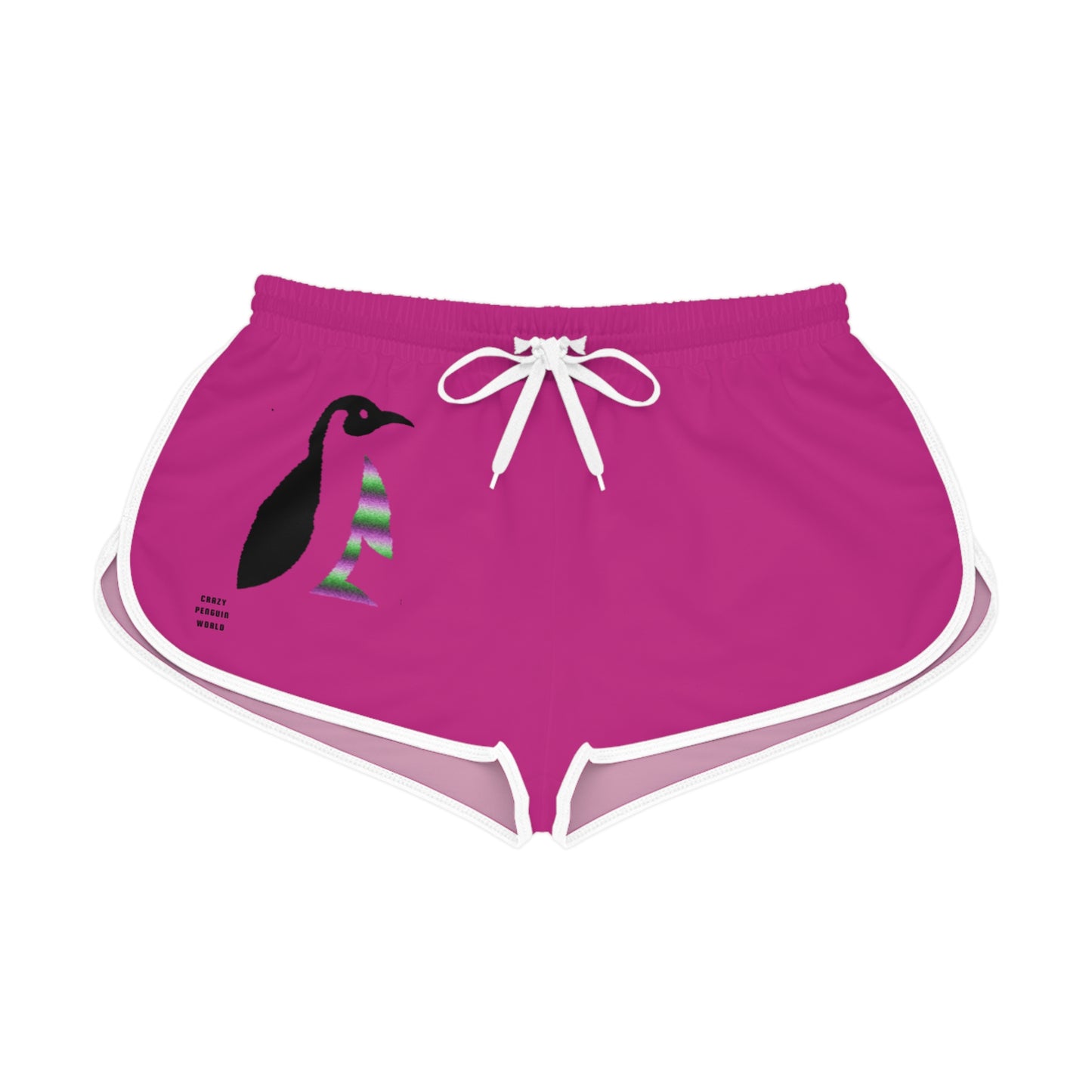 Women's Relaxed Shorts: Crazy Penguin World Logo Pink