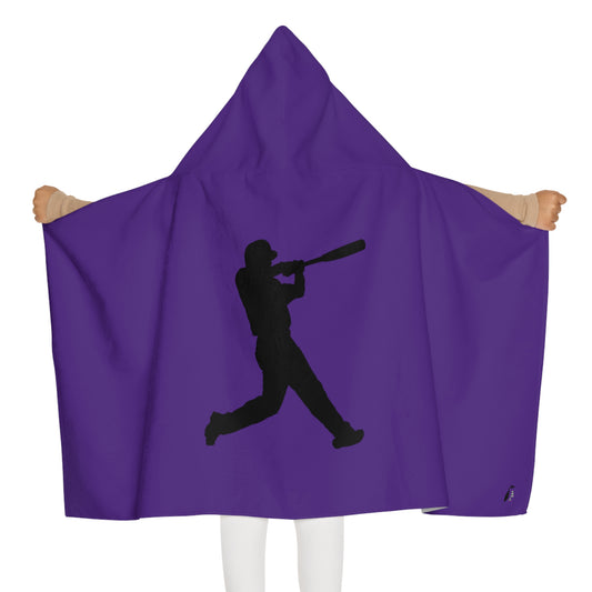 Youth Hooded Towel: Baseball Purple