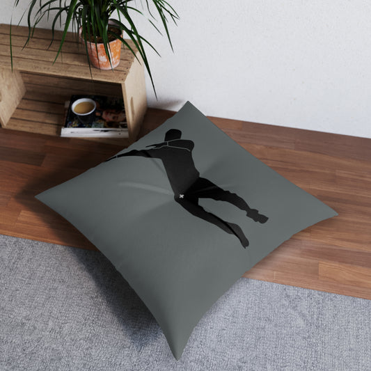 Tufted Floor Pillow, Square: Dance Dark Grey