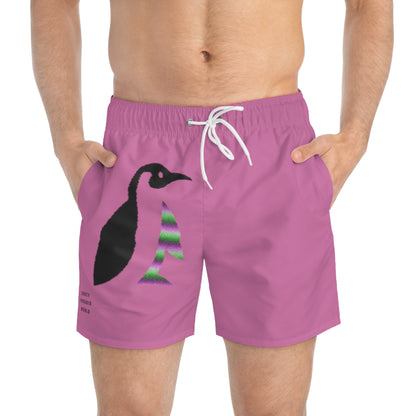 Swim Trunks: Crazy Penguin World Logo Lite Pink