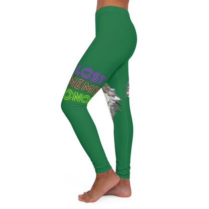 Women's Spandex Leggings: Wolves Dark Green