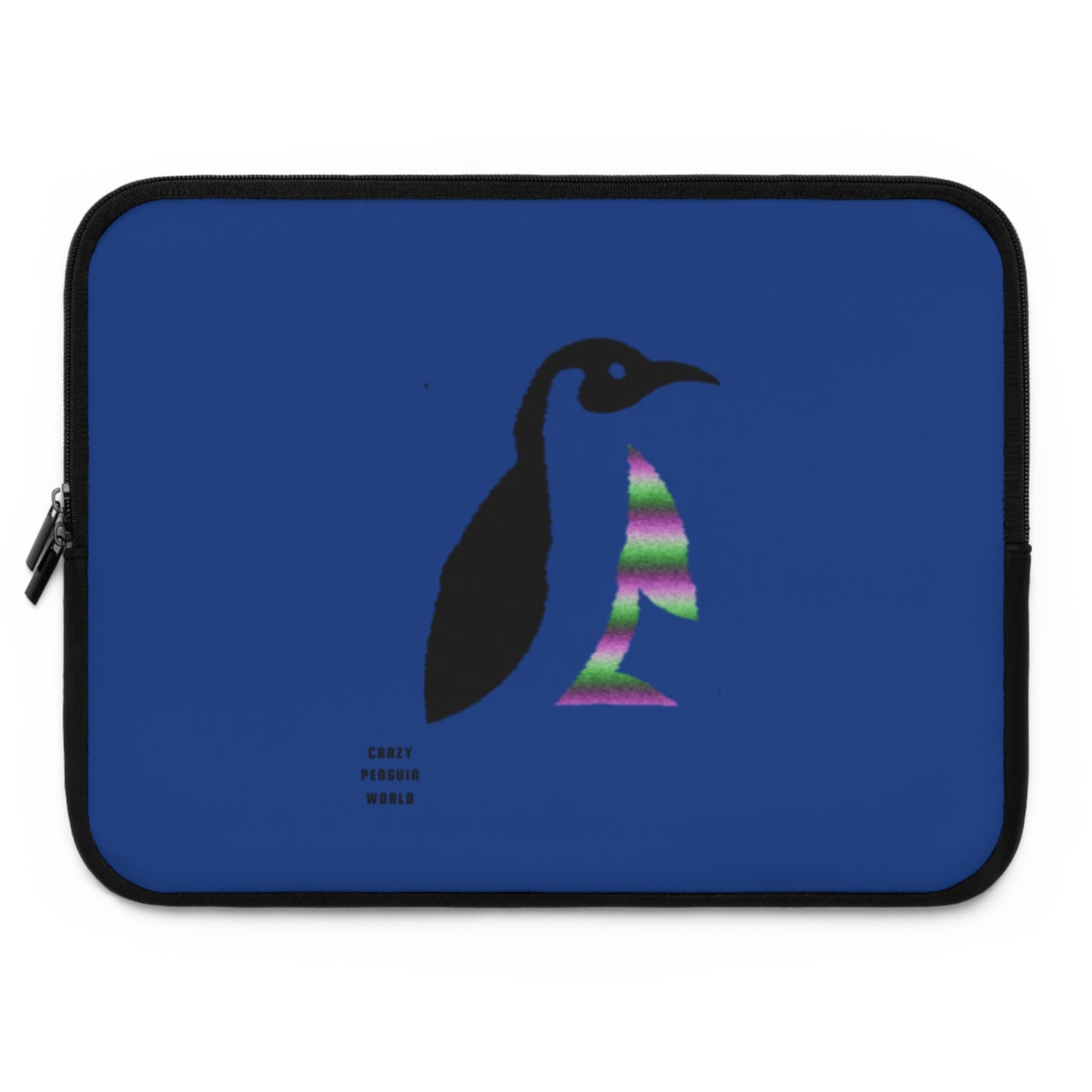 Laptop Sleeve: Crazy Penguin World Logo Dark Blue