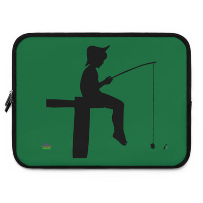 Laptop Sleeve: Fishing Dark Green