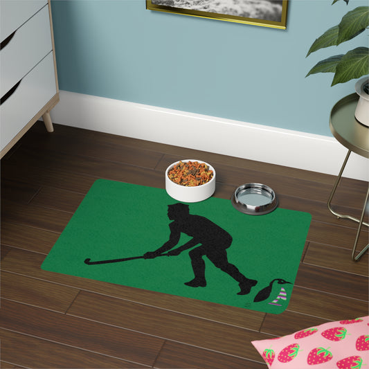 Pet Food Mat: Hockey Dark Green