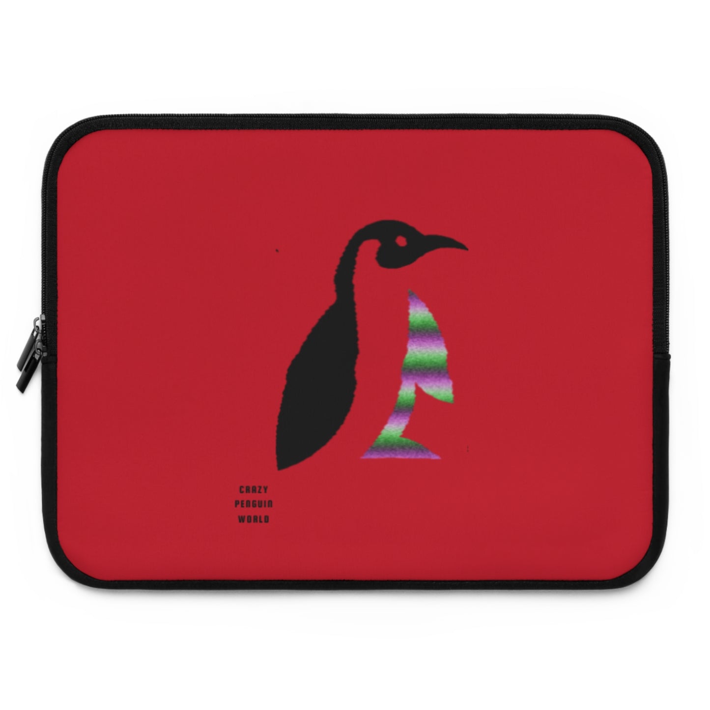 Laptop Sleeve: Crazy Penguin World Logo Dark Red